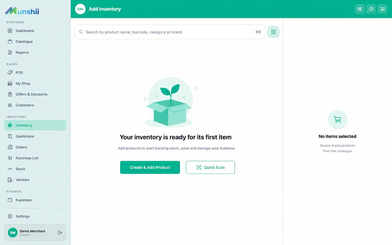 Munshii desktop inventory ready for invoice capture
