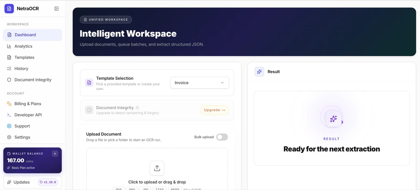 Intelligent Dashboard UI Preview